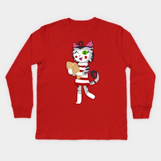 Chibi Cat w/ Taiyaki cake 1 Kids Long Sleeve T-Shirt